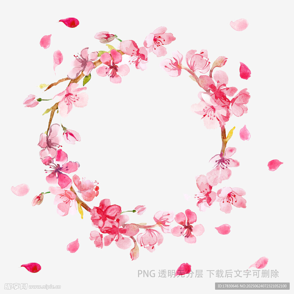 粉色櫻花花環(huán)裝飾圖案