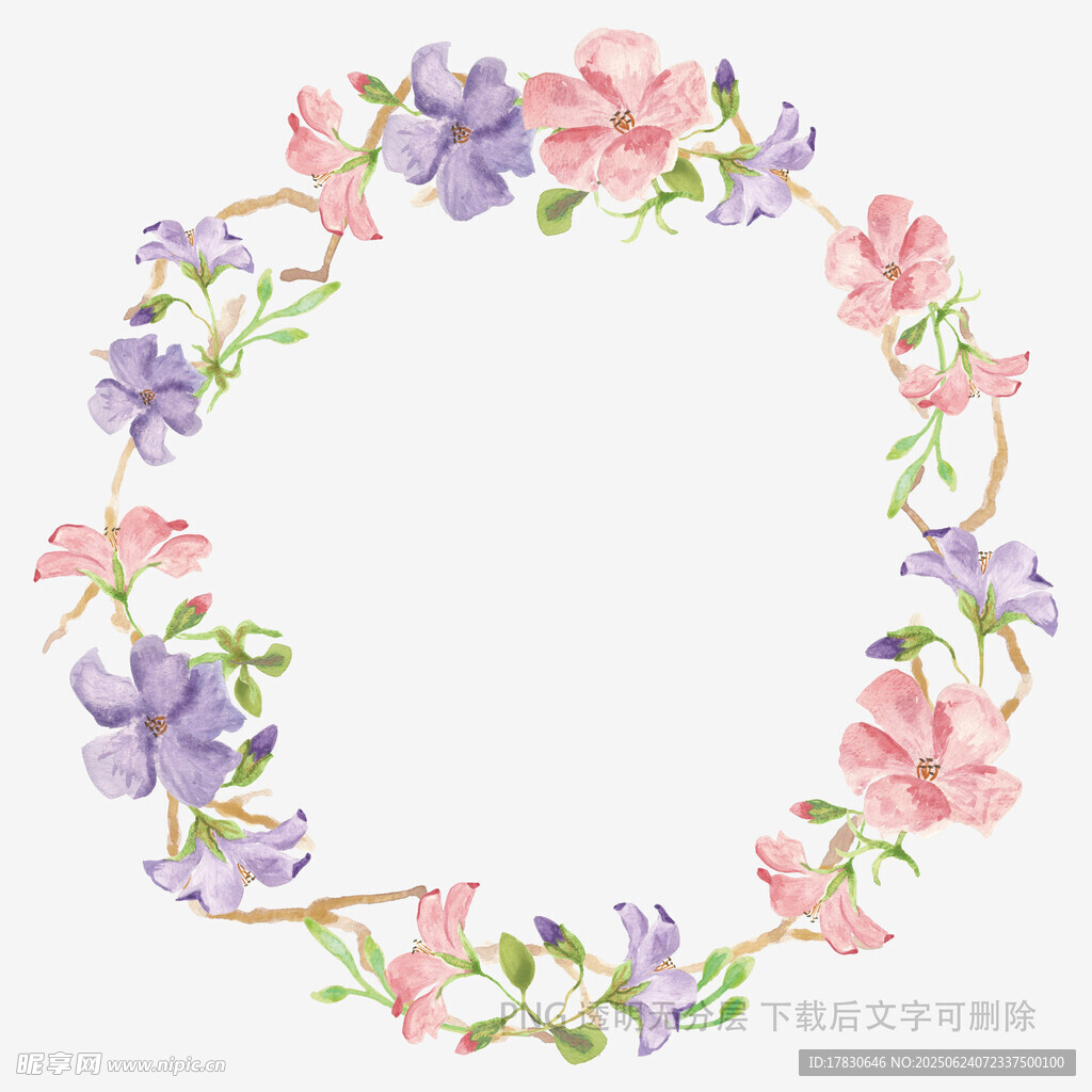 手繪花卉環(huán)形裝飾圖案