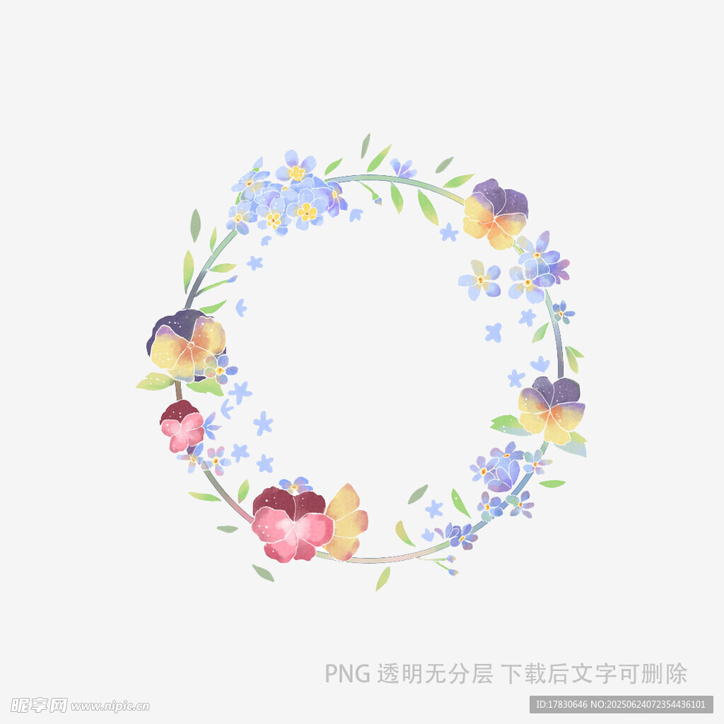手繪花卉花環(huán)圖案設(shè)計(jì)