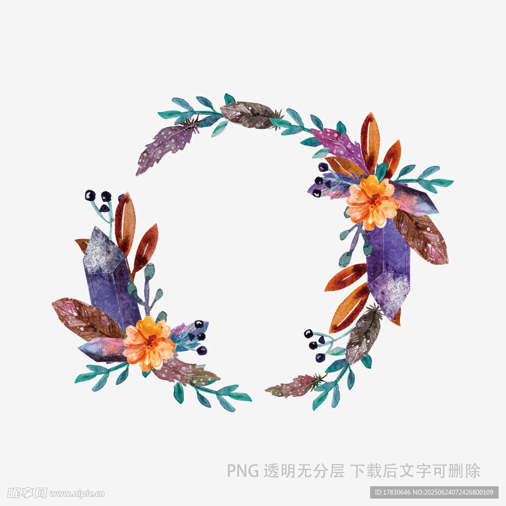 彩色羽毛花卉裝飾花環