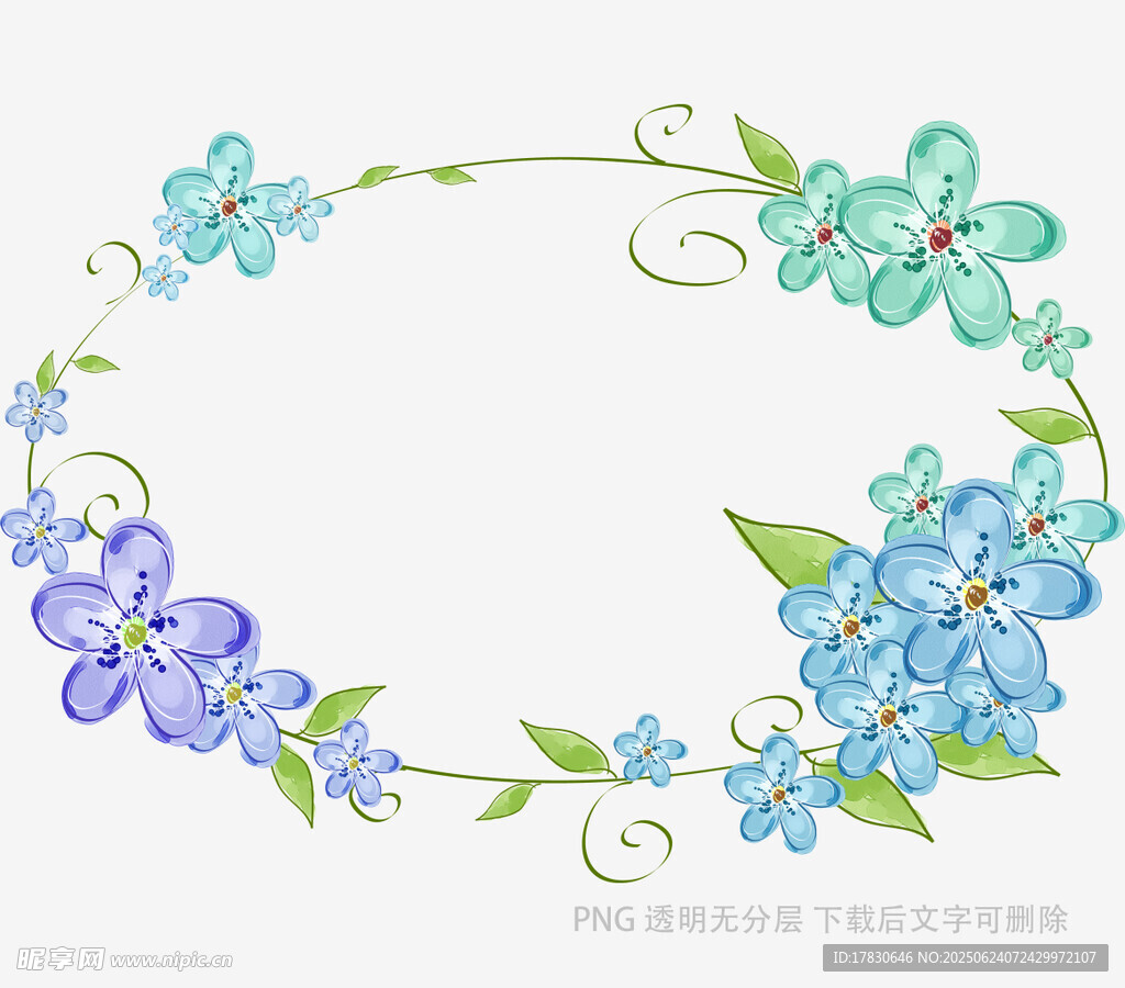 手繪花卉邊框裝飾圖案