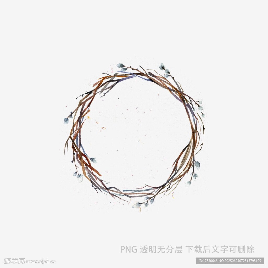 簡約樹枝環形裝飾圖案
