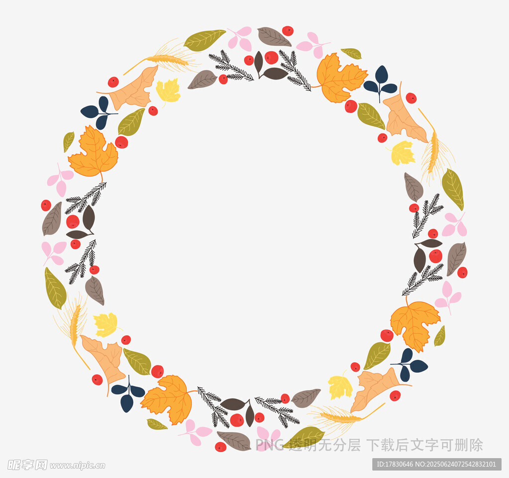 多彩花卉環(huán)形裝飾圖案