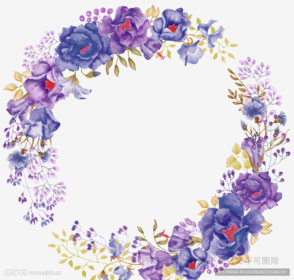紫色花卉花環裝飾圖案
