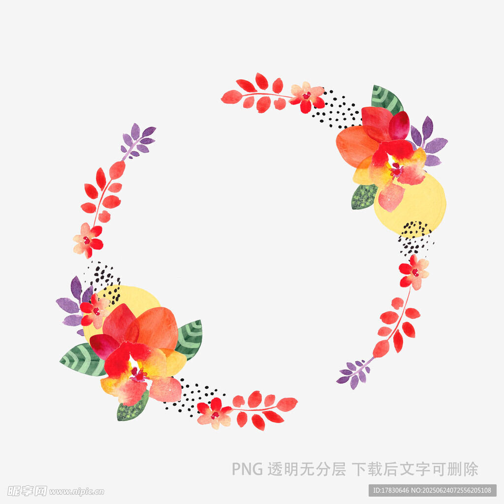 彩色花卉花環(huán)裝飾圖案
