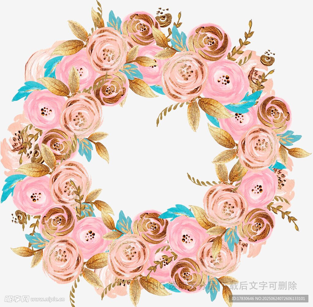粉色玫瑰花卉裝飾花環