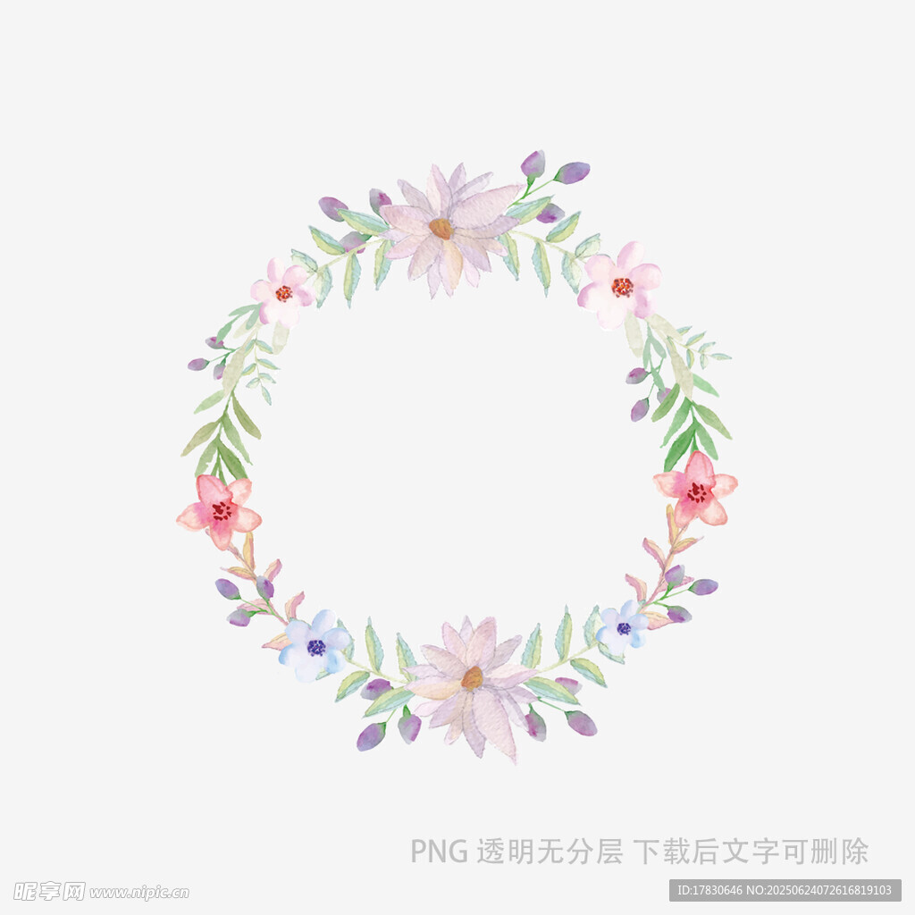 手繪花卉環(huán)形裝飾圖案