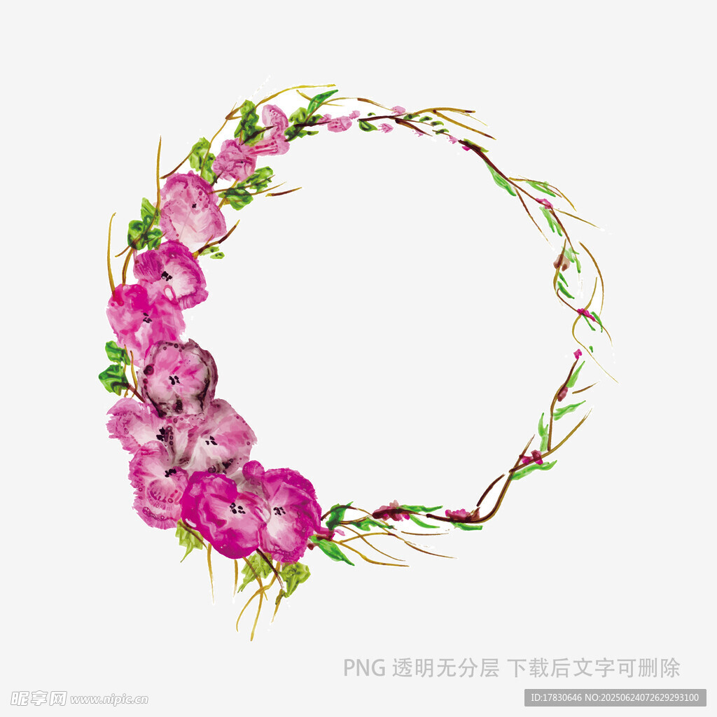 粉色花卉花環圖案