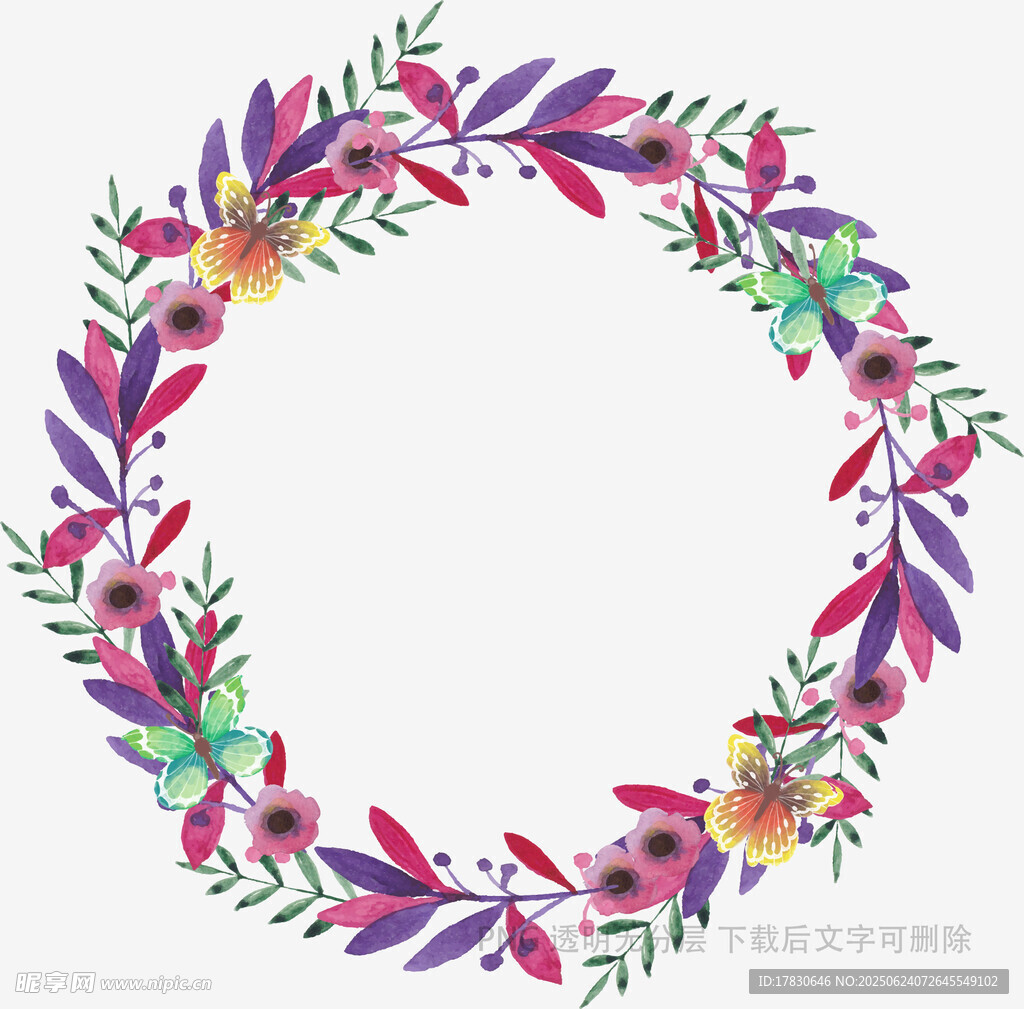 彩色花卉花環裝飾圖案