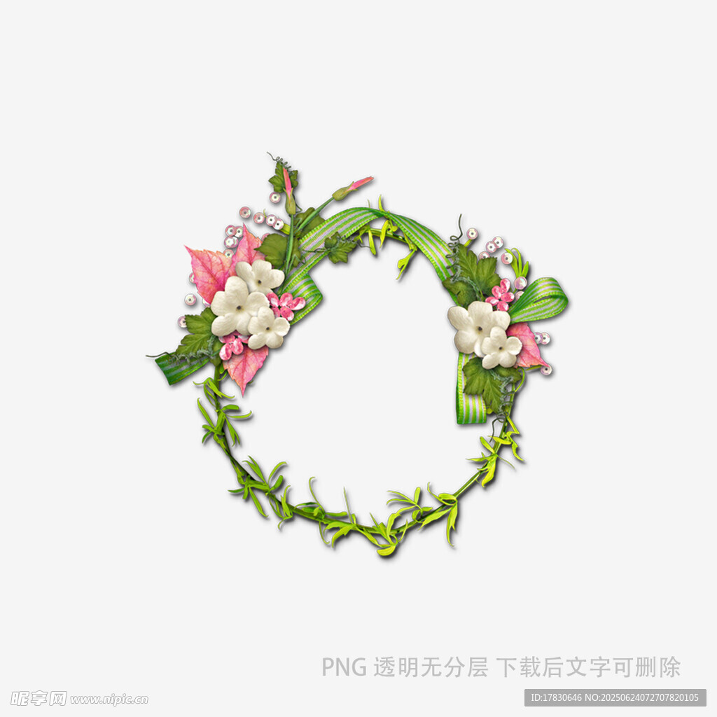 花卉藤蔓編織的精美花環(huán)