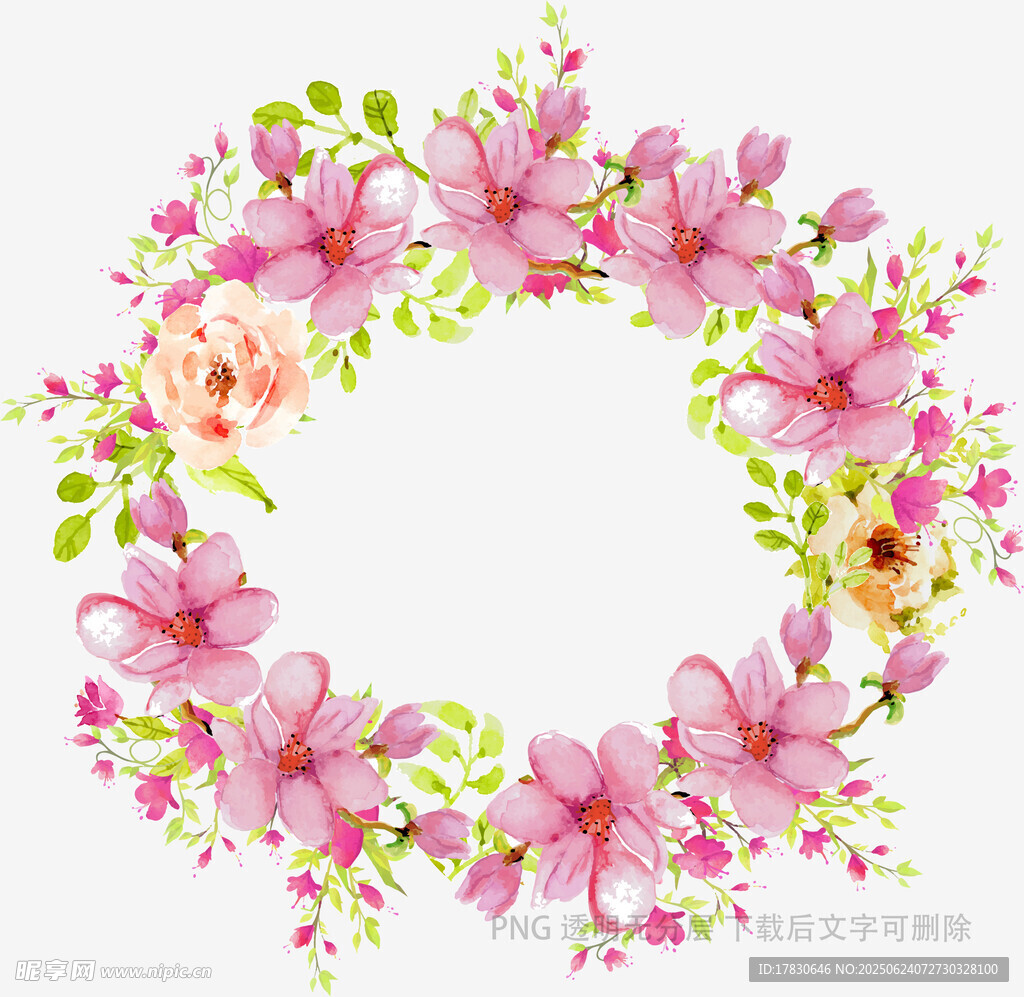 粉色花朵花環裝飾圖案