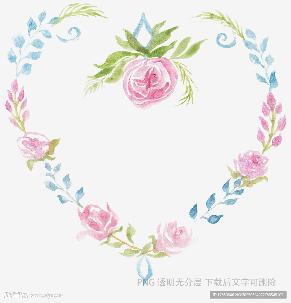 手繪花卉心形圖案設計
