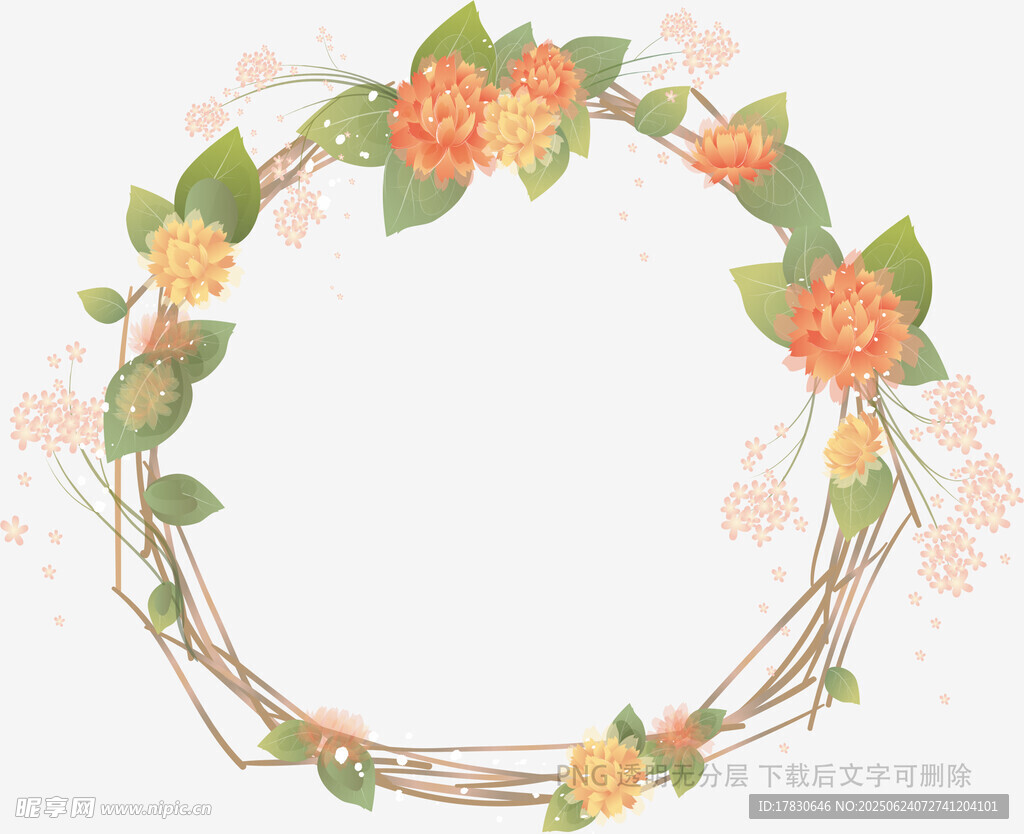花卉藤蔓編織的圓形花環