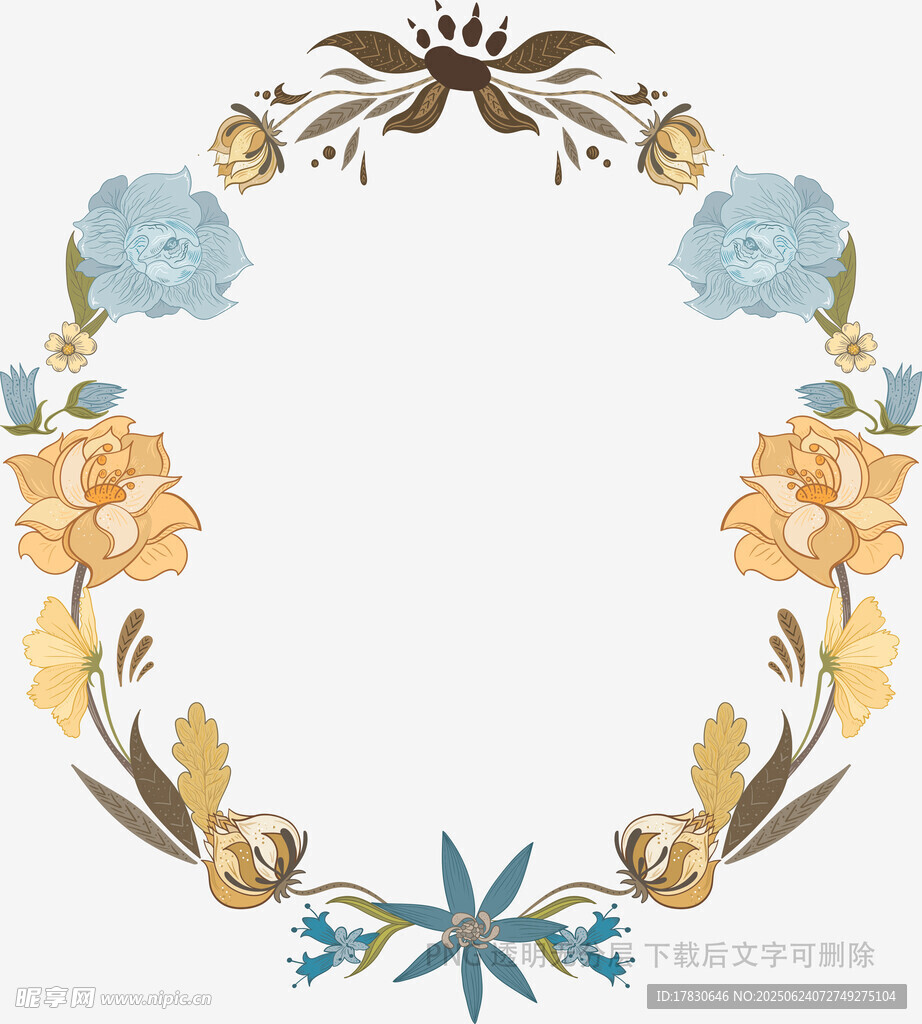 花卉環(huán)繞的精美裝飾圖案