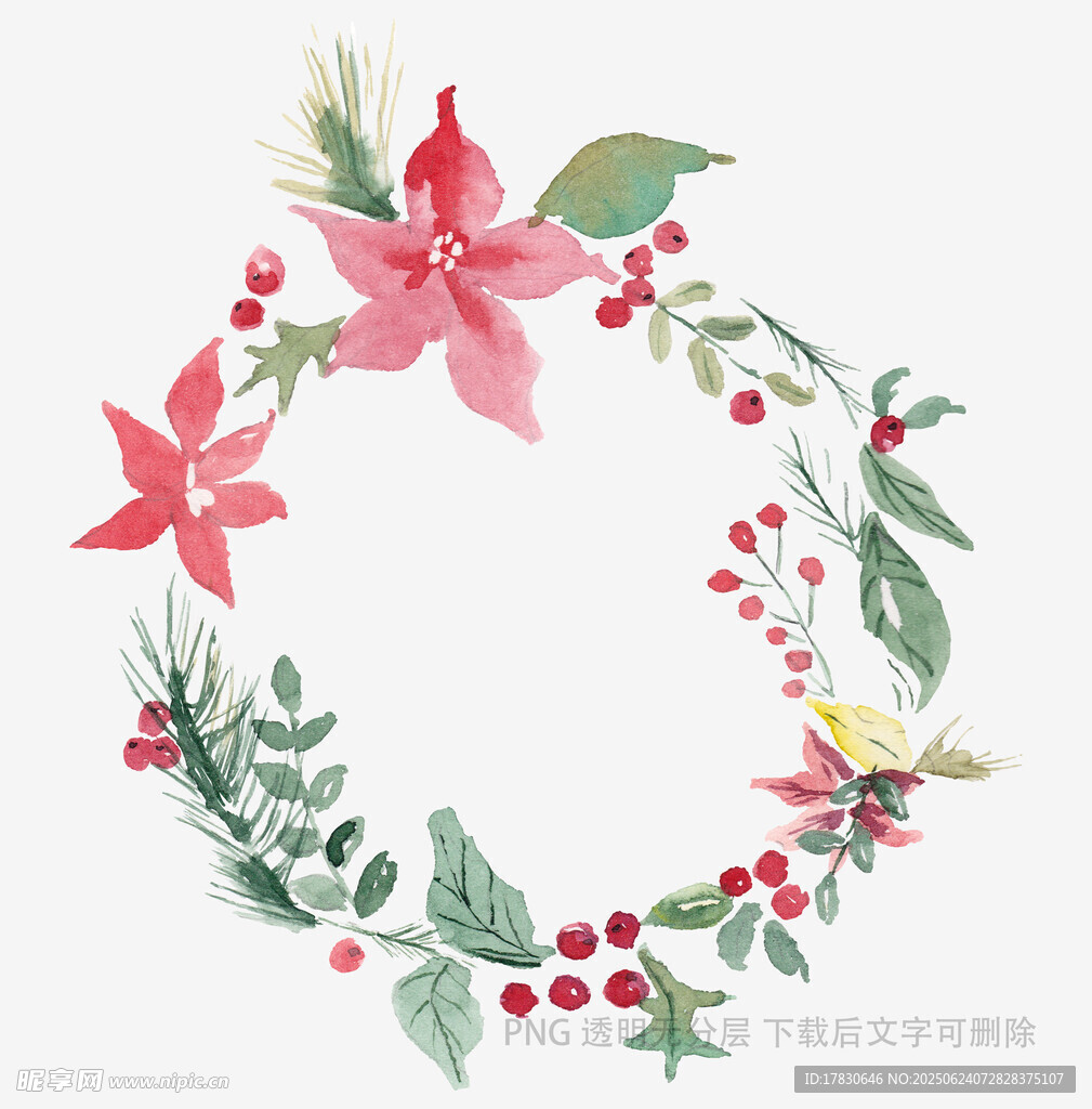 手繪花卉花環(huán)裝飾圖案
