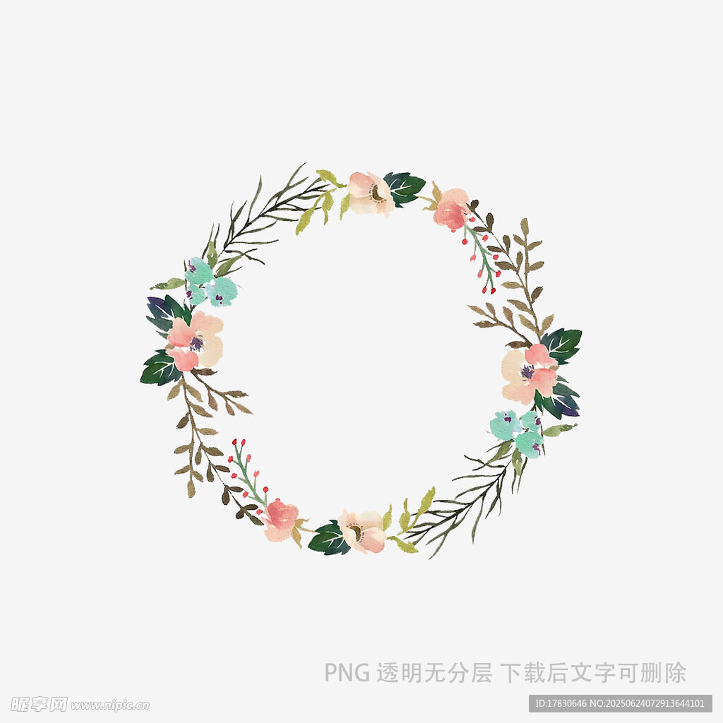 花卉藤蔓裝飾花環圖案