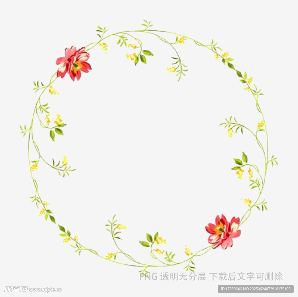 花卉環繞的精美圓形花環