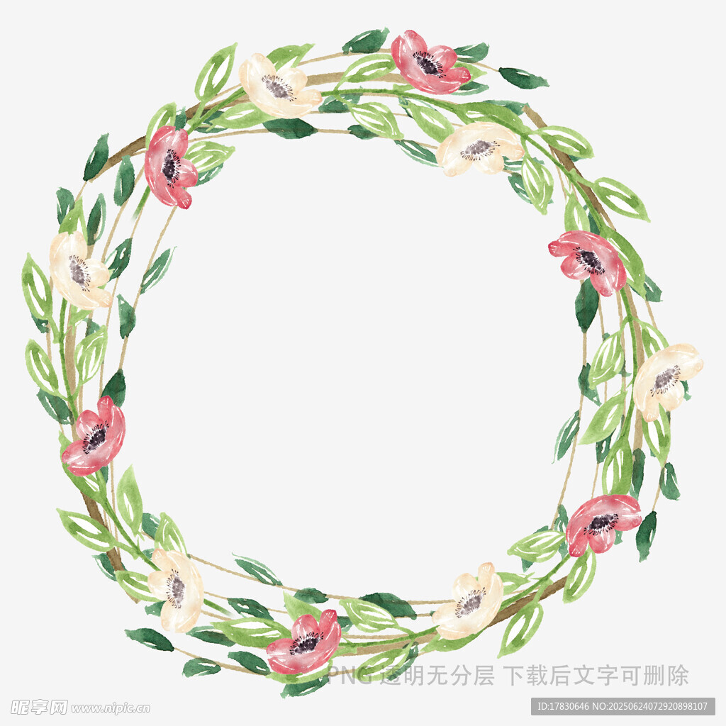 手繪花卉花環圖案
