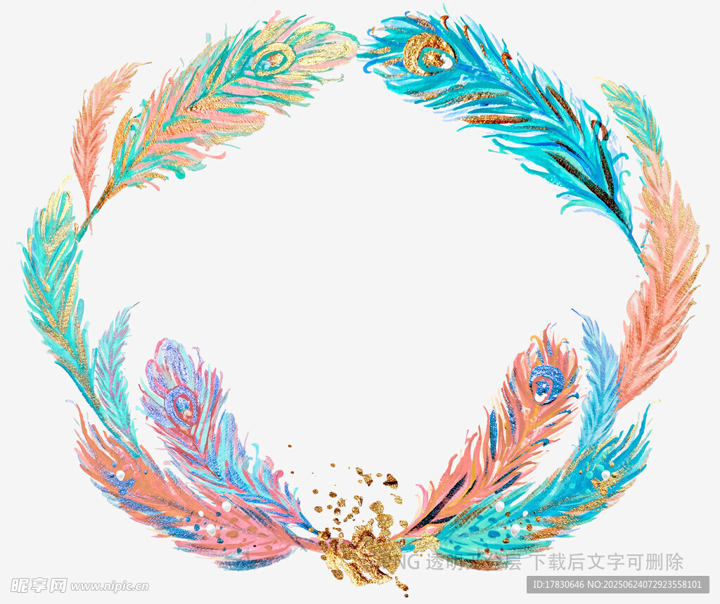 彩色羽毛花環(huán)裝飾圖案
