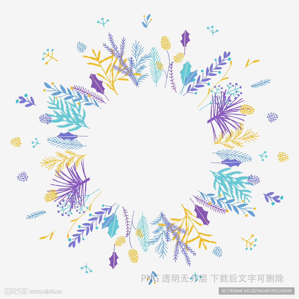 多彩花卉環形裝飾圖案