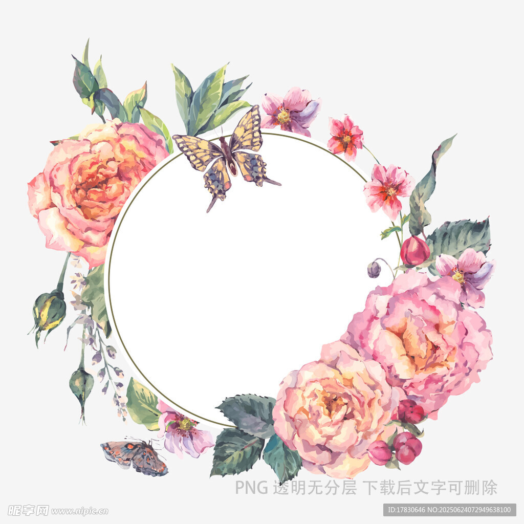 花卉圓形花環裝飾圖案