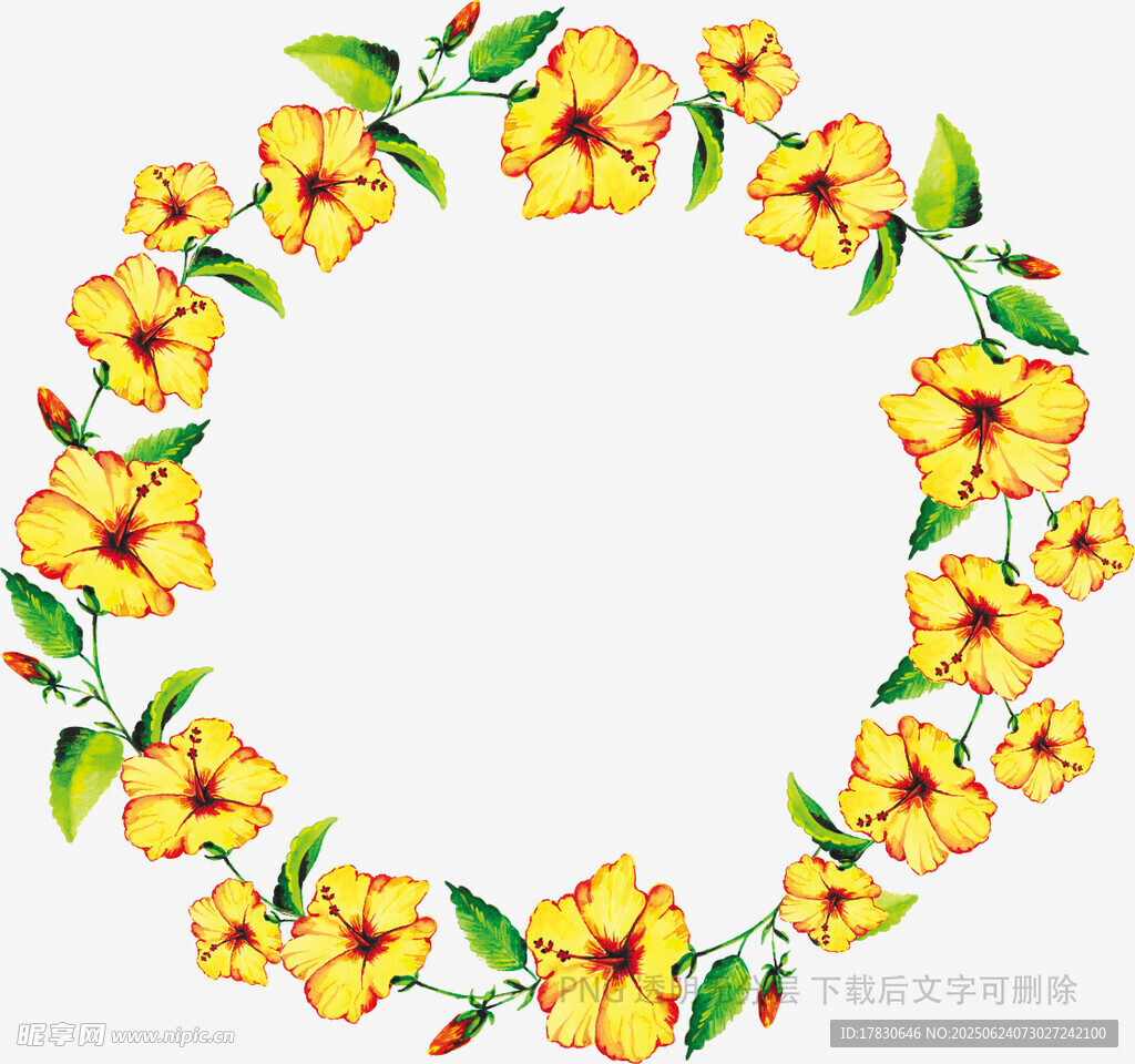 黃色花朵花環(huán)裝飾圖案