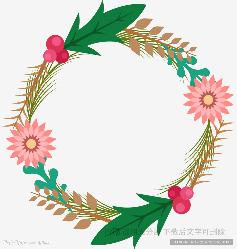 花卉綠葉編織的精美花環