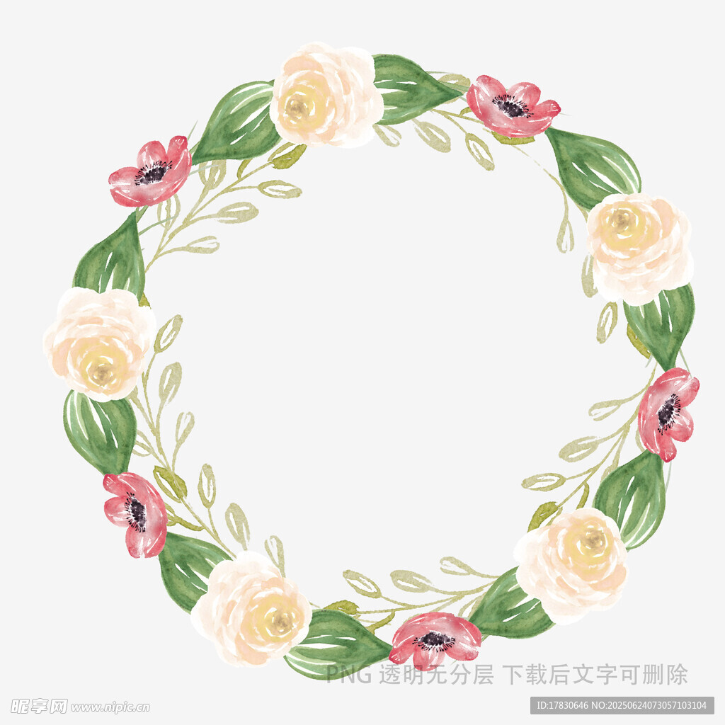 手繪花卉花環(huán)裝飾圖案