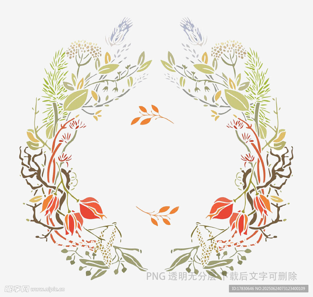 花卉鳥(niǎo)環(huán)形裝飾圖案