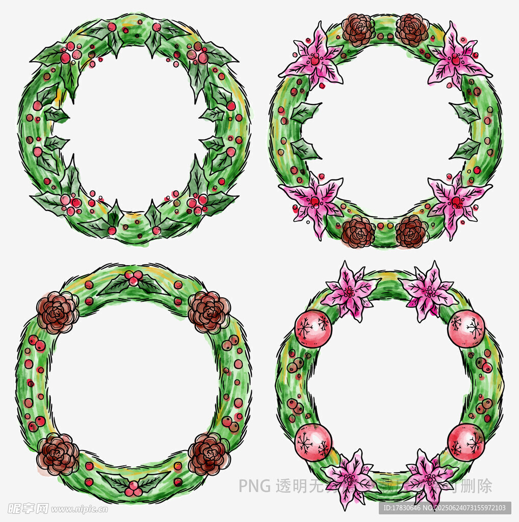 多彩花卉環(huán)形裝飾圖案