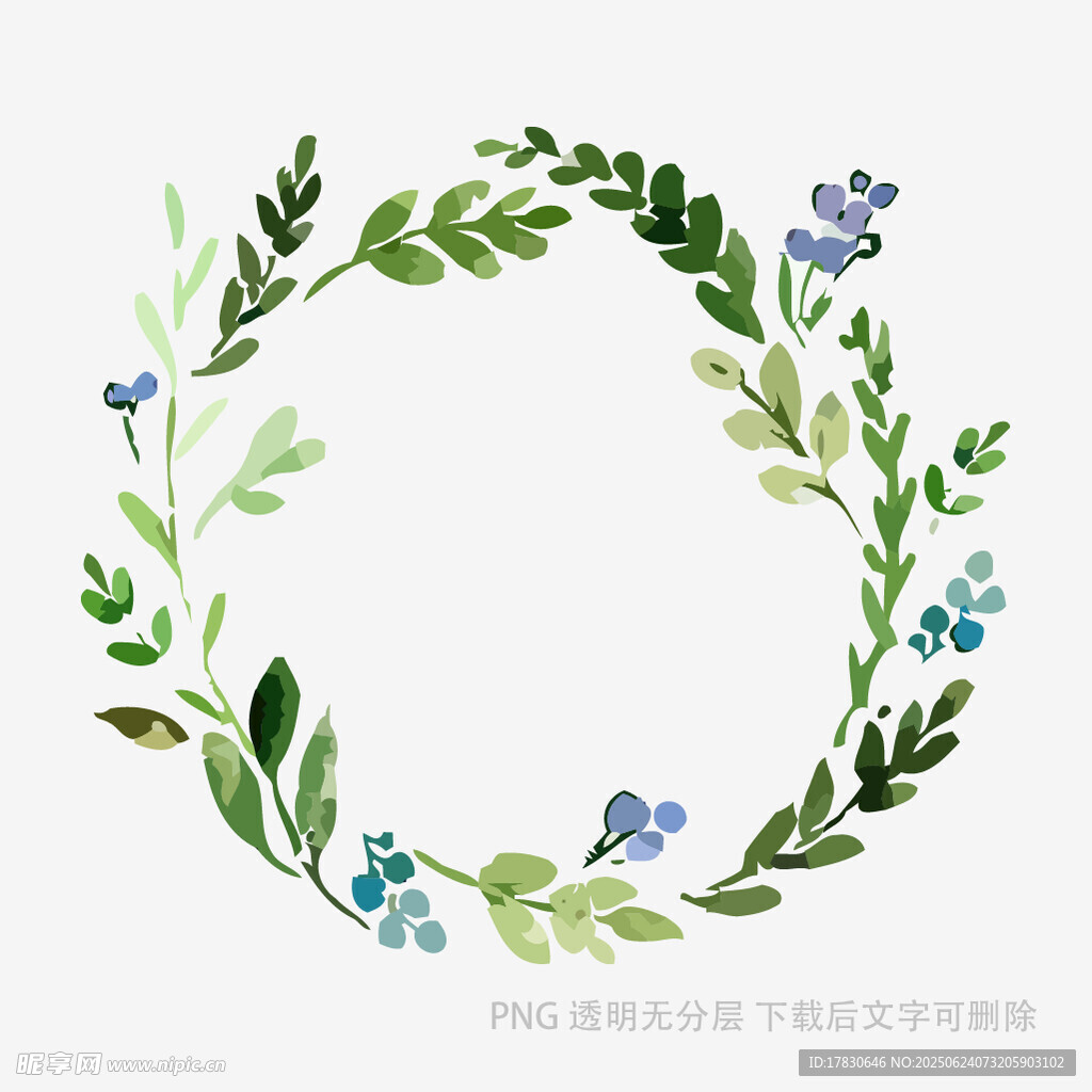 手繪清新花環水彩插畫