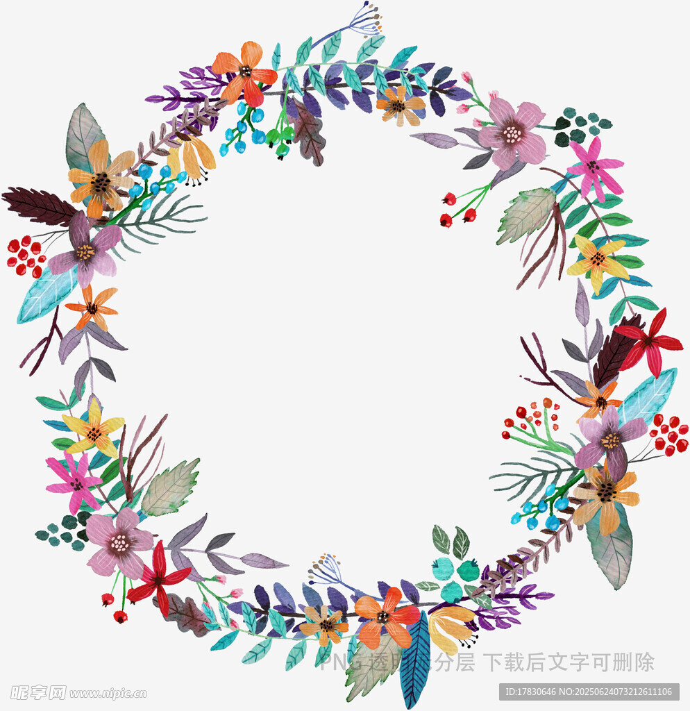 彩色花卉花環裝飾圖案