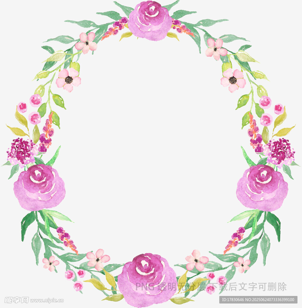 粉色花卉花環裝飾圖案
