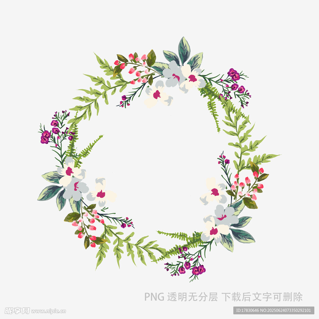 手繪花卉花環圖案設計