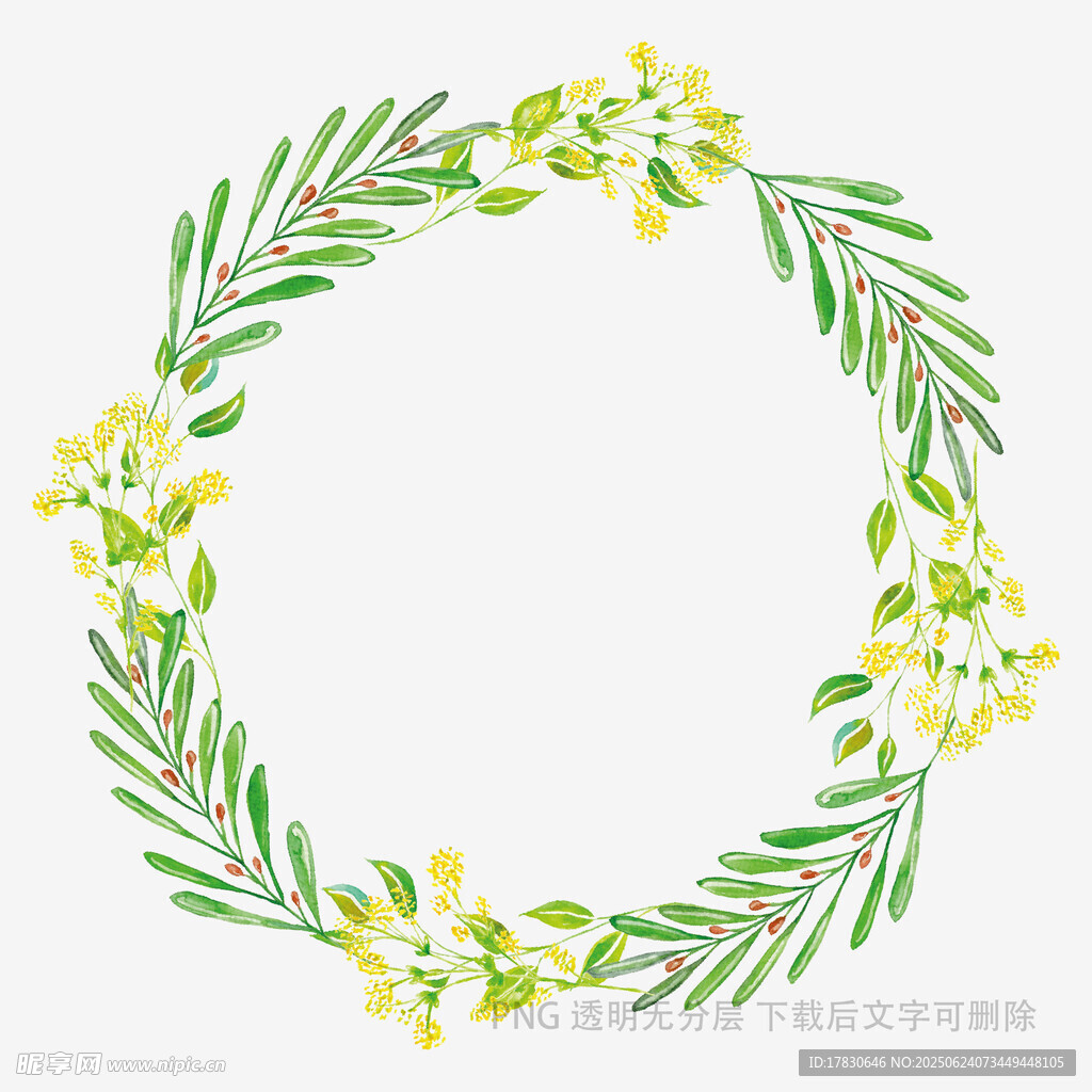 手繪清新花環裝飾圖案