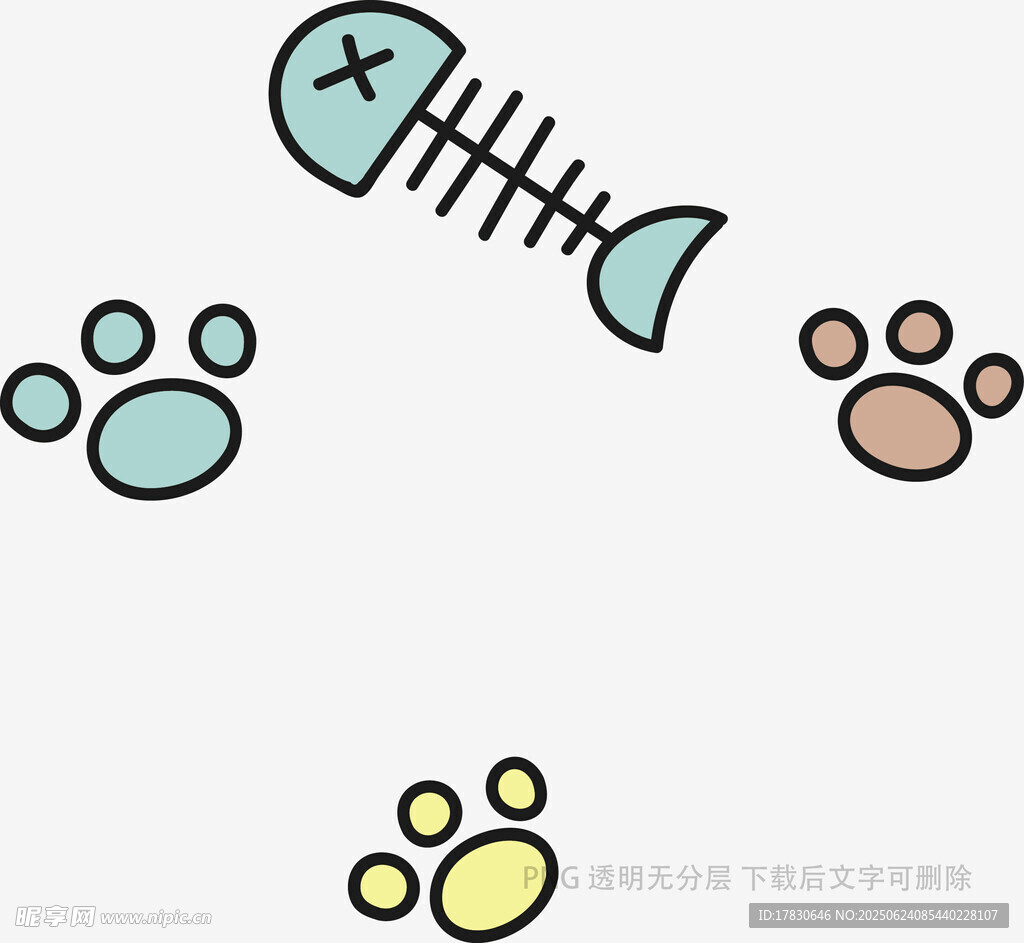 魚骨與動物爪印圖案