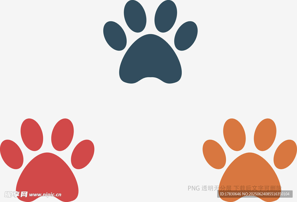 多彩動物爪印圖標
