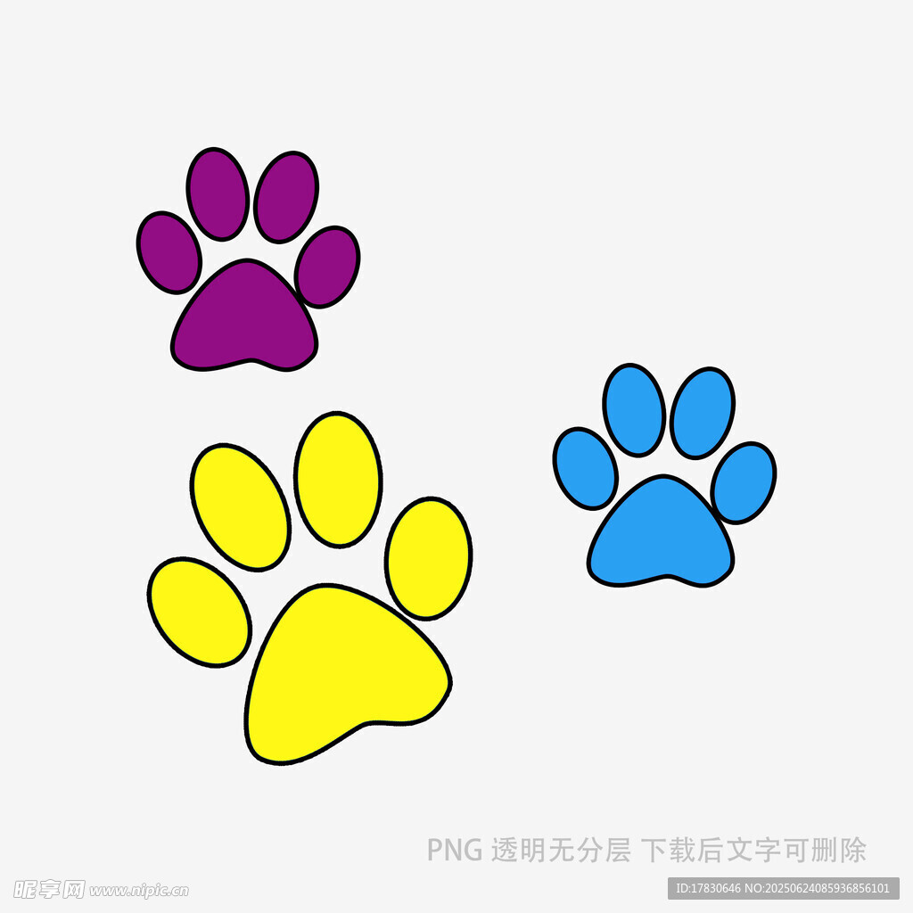 多彩可愛動(dòng)物爪印圖案