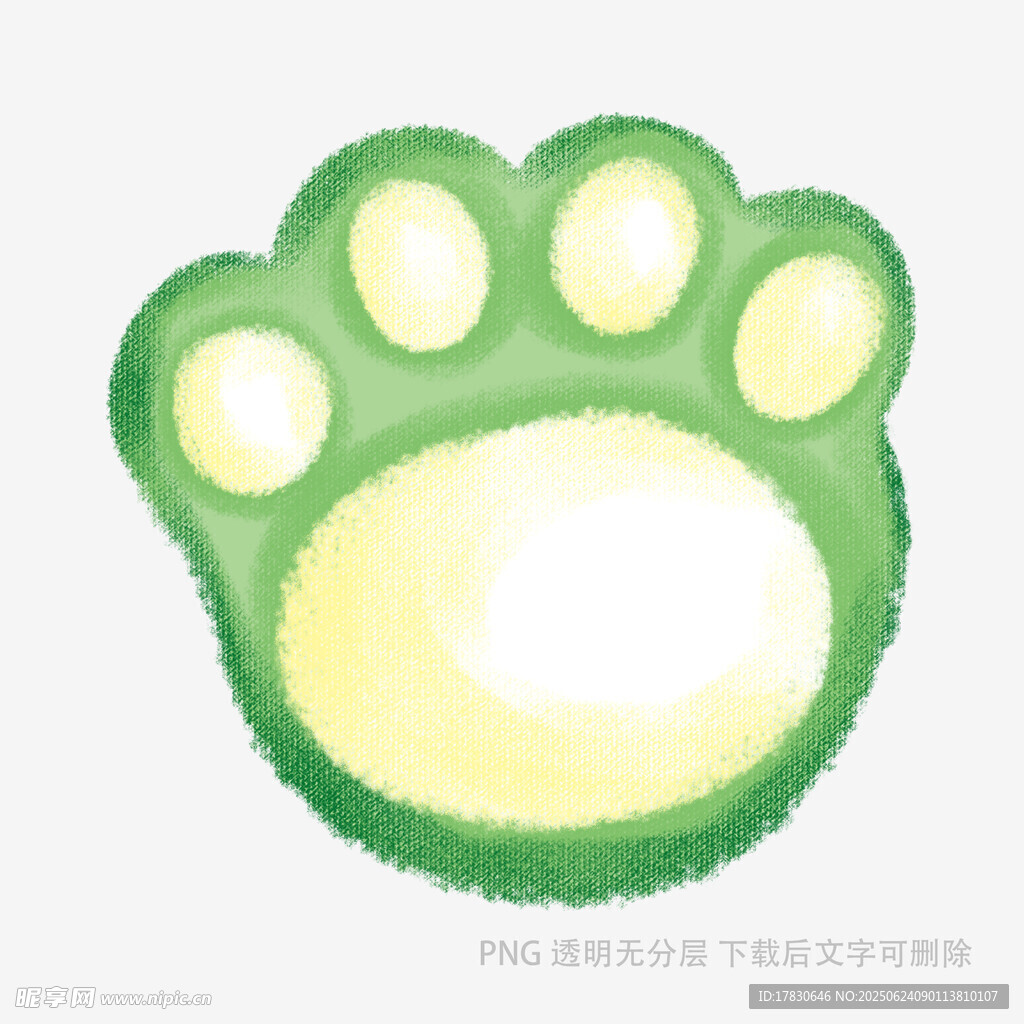 可愛綠色卡通動物爪印