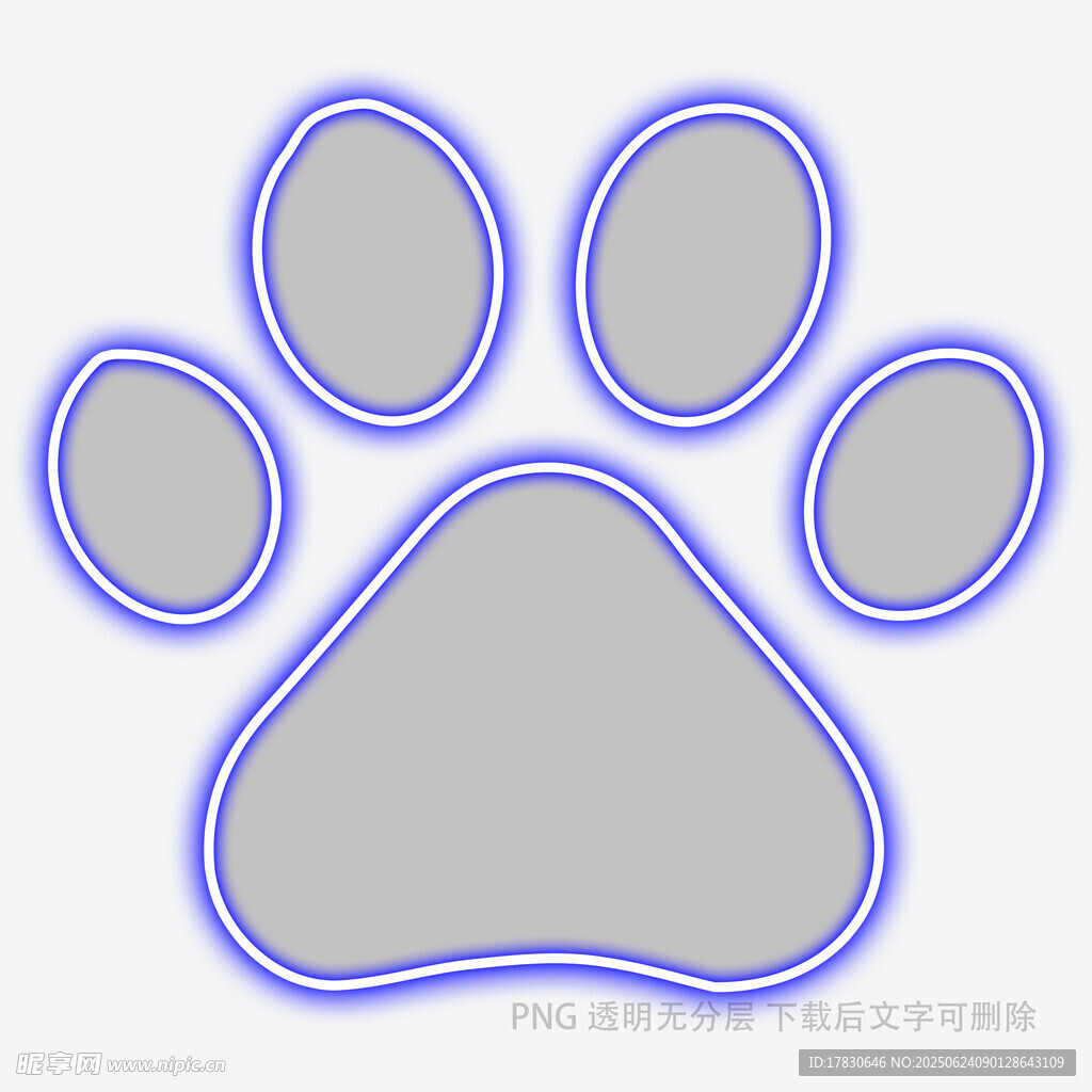 藍色輪廓狗爪印圖案