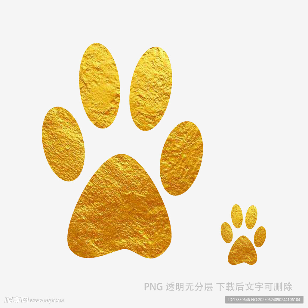 金色大小爪印圖案