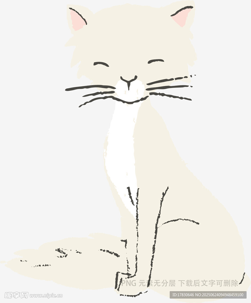 可愛坐姿貓咪插畫