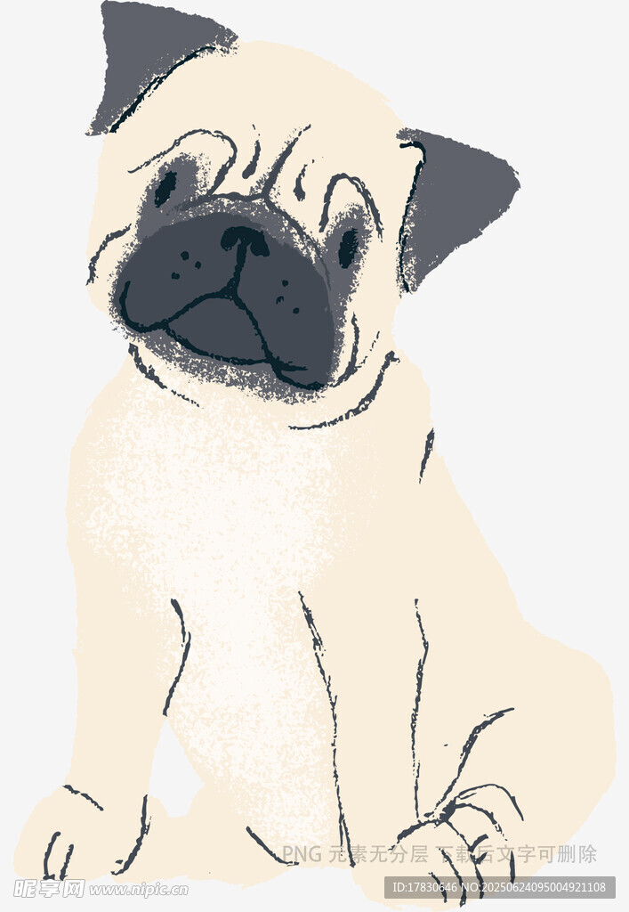 可愛哈巴狗插畫