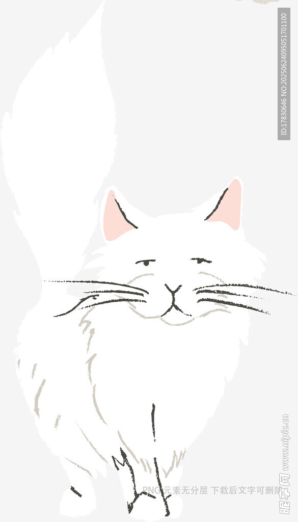 可愛白貓的簡約插畫形象