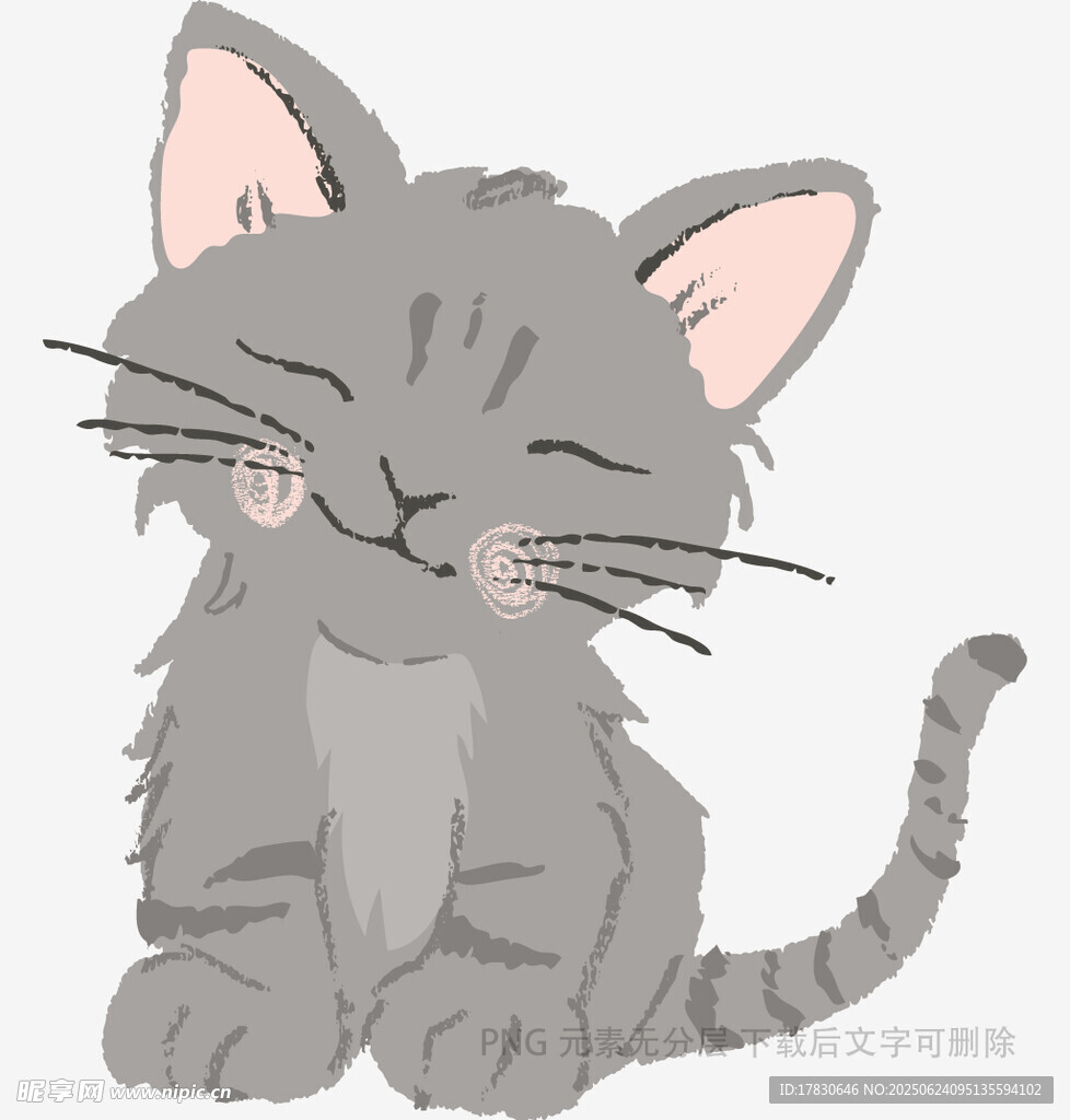 可愛灰貓閉眼賣萌