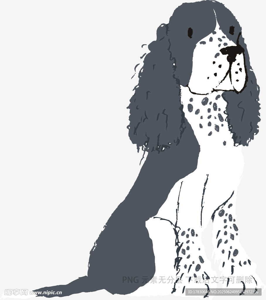 黑白斑點狗插畫