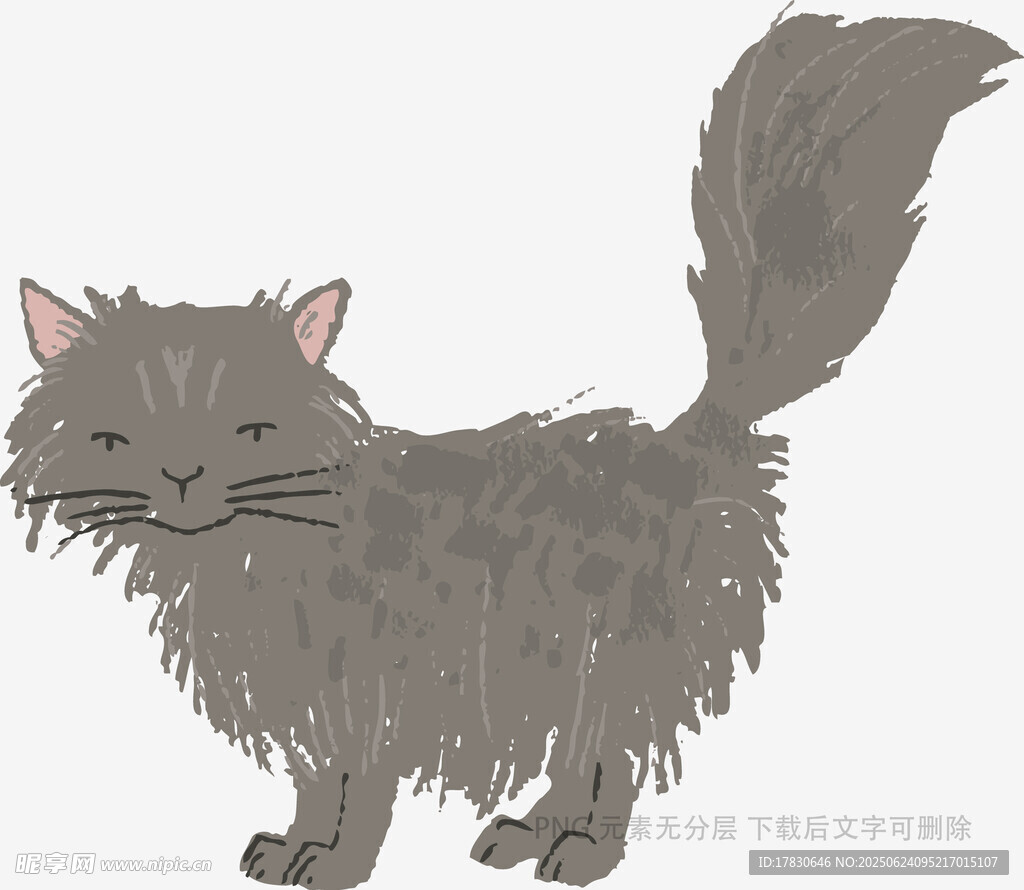 可愛長毛貓插畫形象