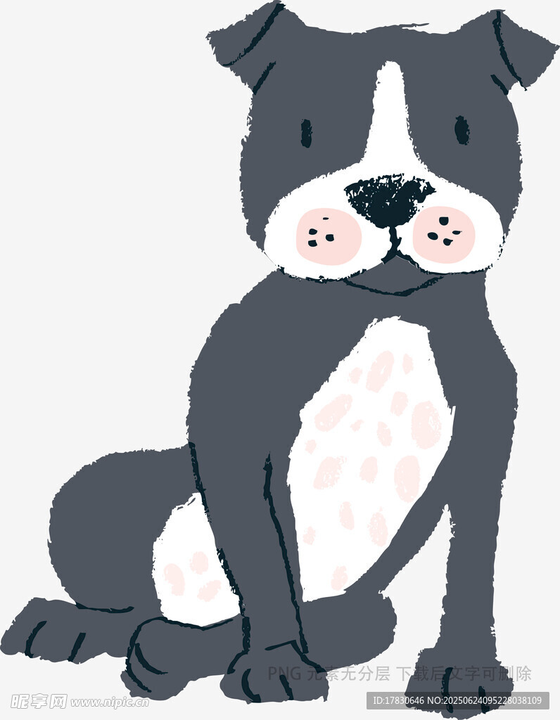 可愛坐姿小狗插畫