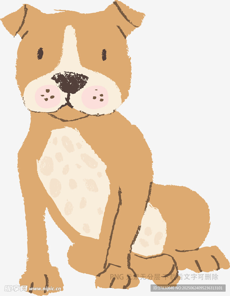 可愛坐姿小狗插畫