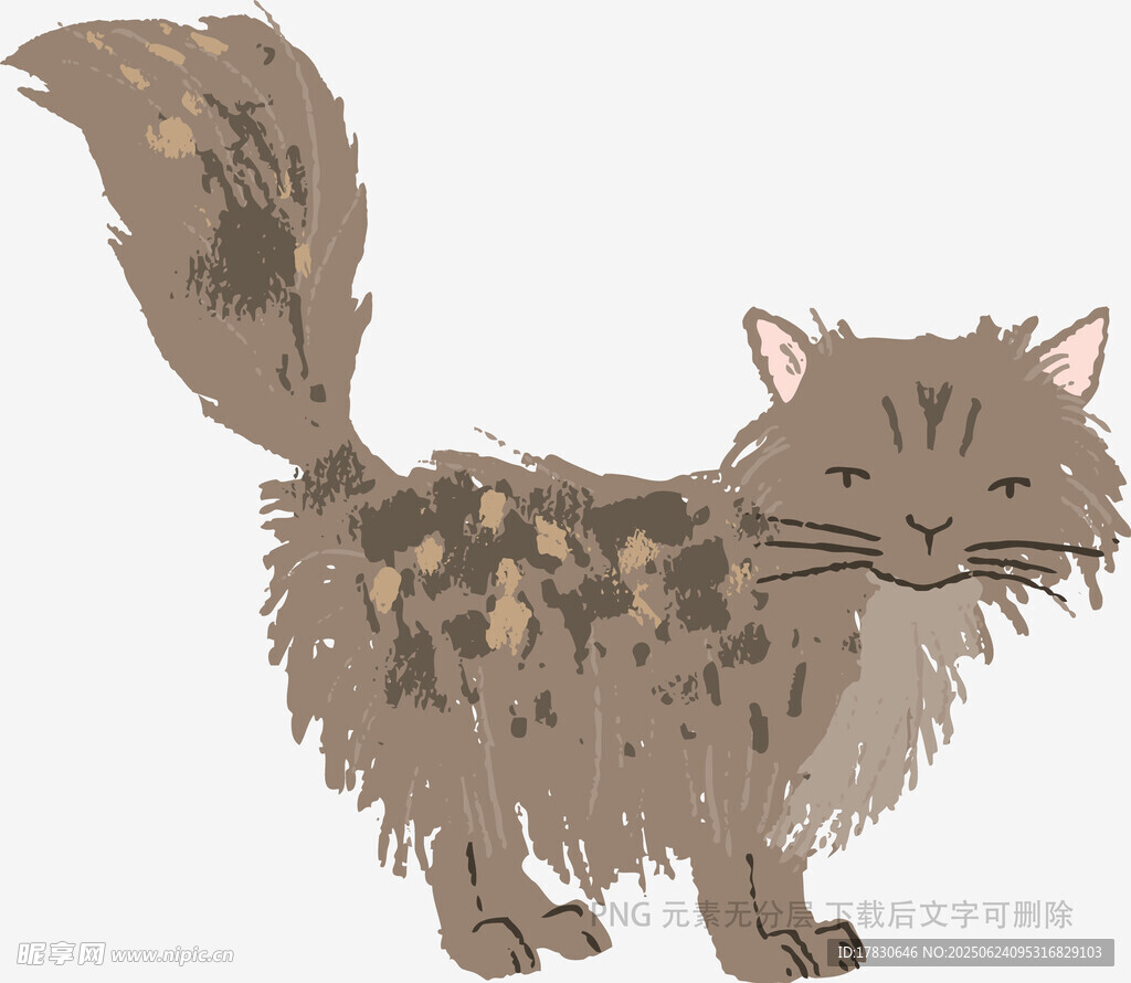 可愛(ài)長(zhǎng)毛貓插畫(huà)形象